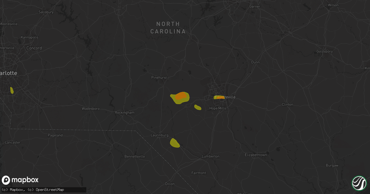 Hail map in Raeford, NC on June 25, 2018