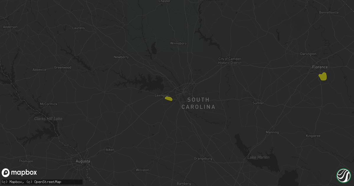 Hail map in West Columbia, SC on June 25, 2018