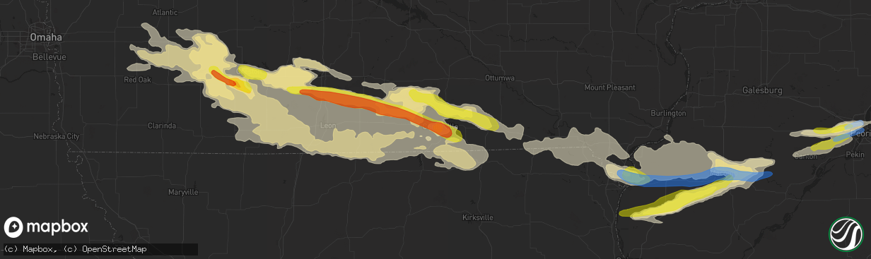 Hail map in Centerville, IA on June 25, 2019