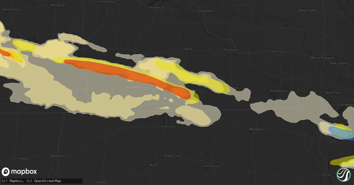 Hail map in Centerville, IA on June 25, 2019