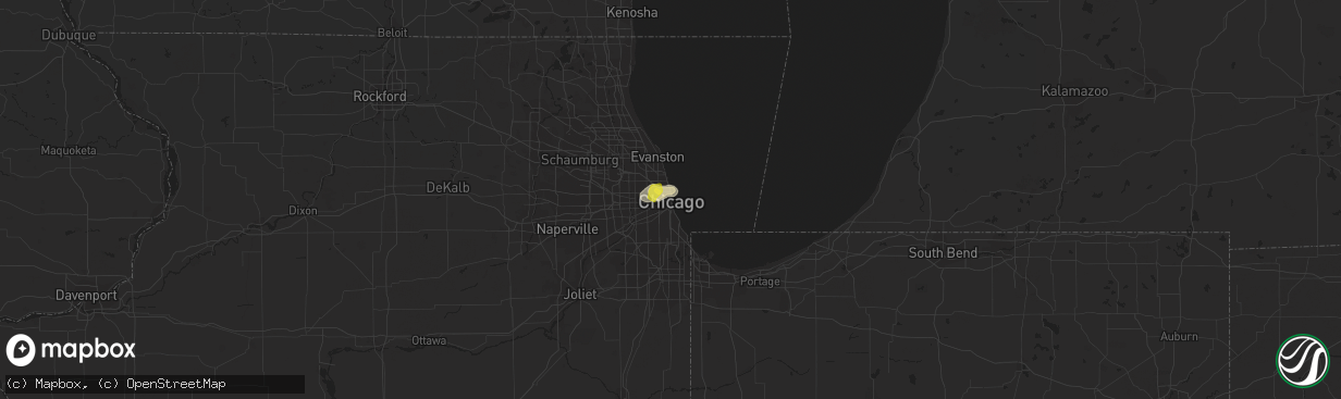 Hail map in Chicago, IL on June 25, 2019