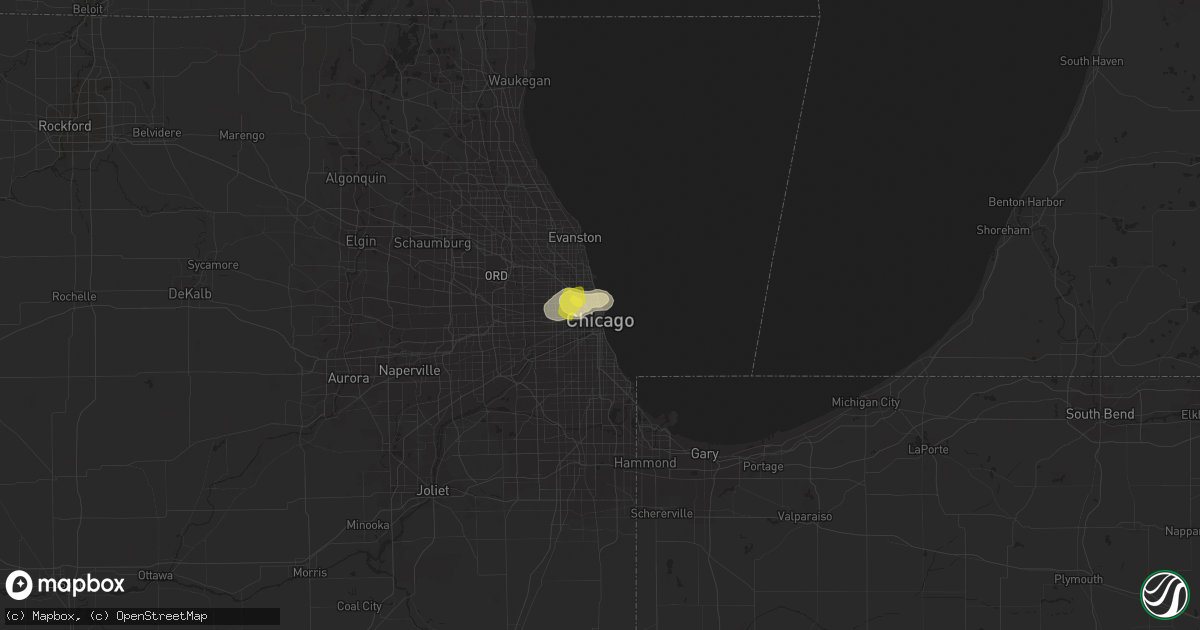 Hail map in Chicago, IL on June 25, 2019