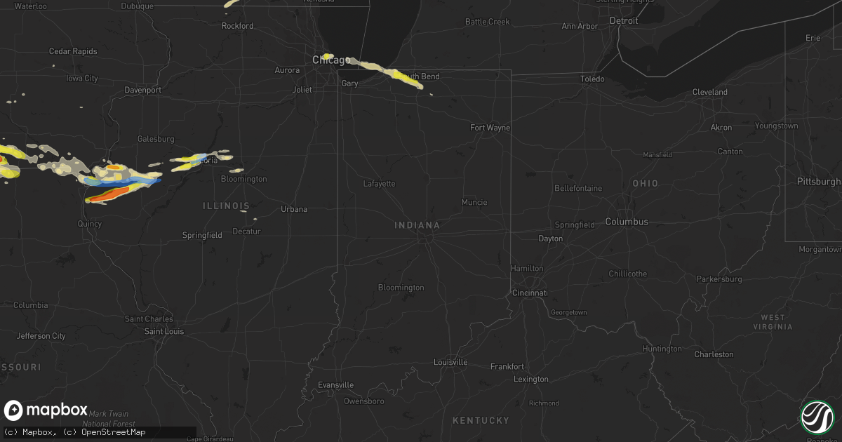 Hail map in Indiana on June 25, 2019