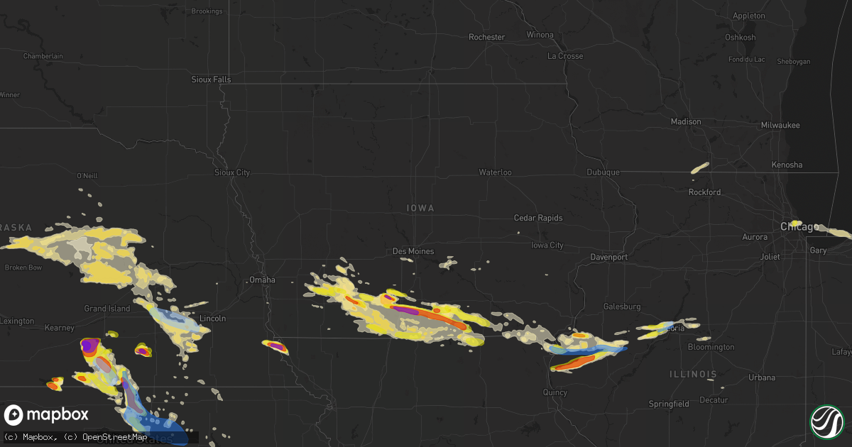Hail map in Iowa on June 25, 2019
