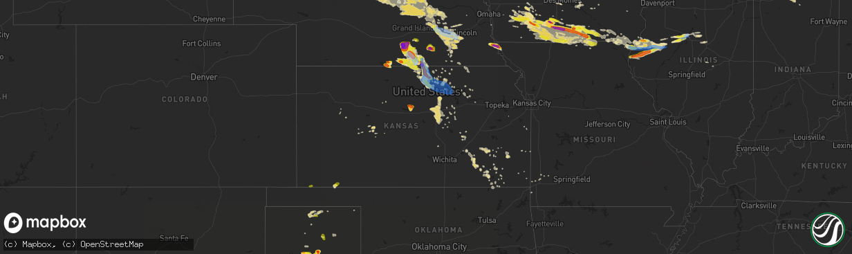 Hail map in Kansas on June 25, 2019