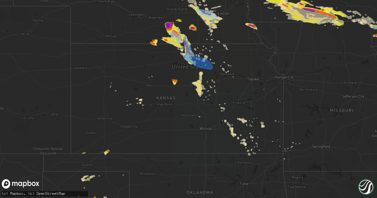 Hail map in Kansas on June 25, 2019