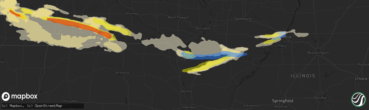 Hail map in Keokuk, IA on June 25, 2019