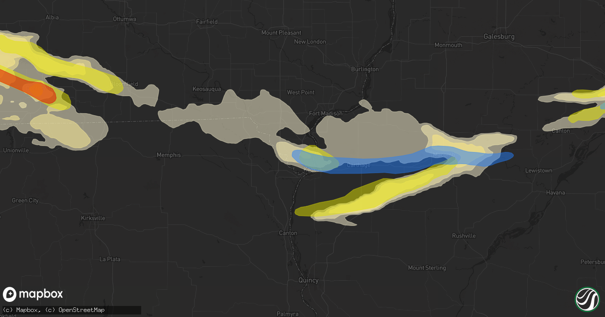 Hail map in Keokuk, IA on June 25, 2019