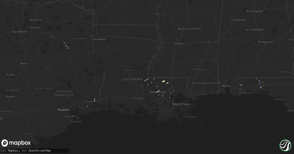 Hail map in Louisiana on June 25, 2019