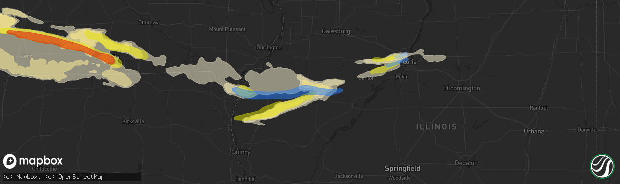 Hail map in Macomb, IL on June 25, 2019