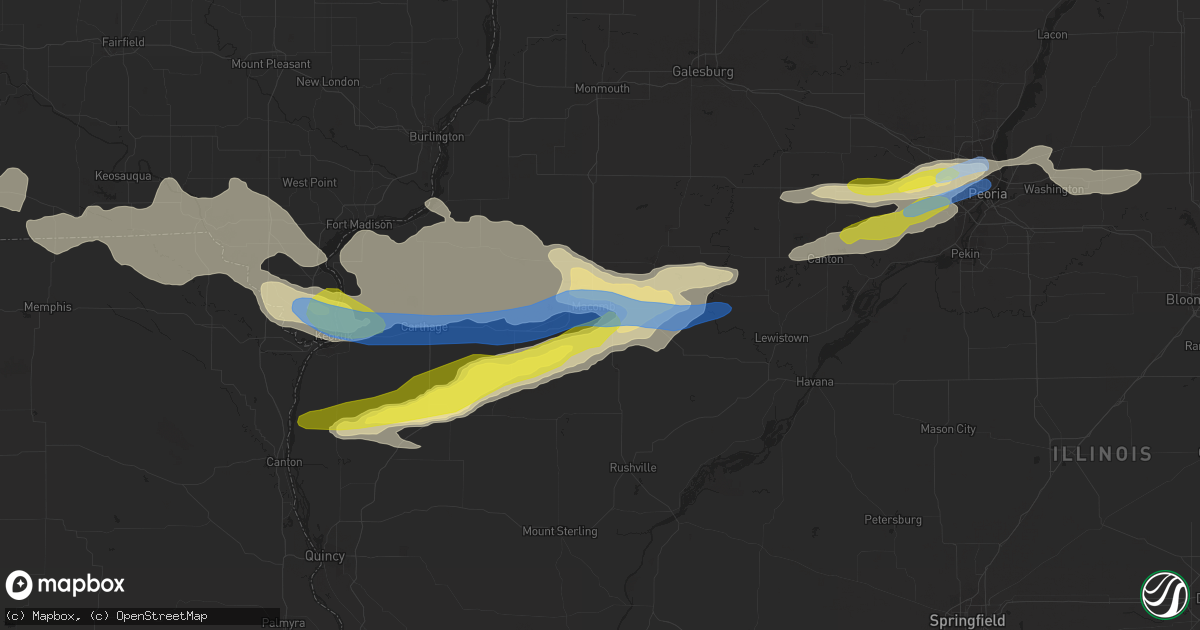 Hail map in Macomb, IL on June 25, 2019
