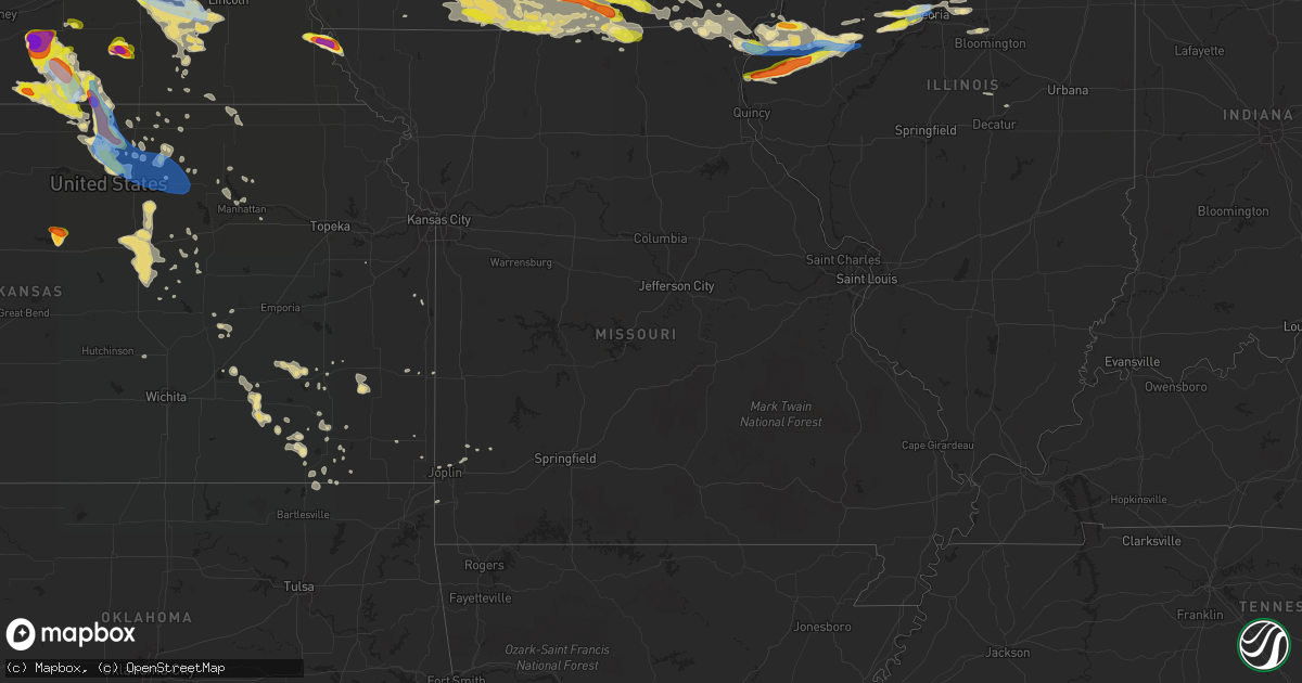 Hail map in Missouri on June 25, 2019