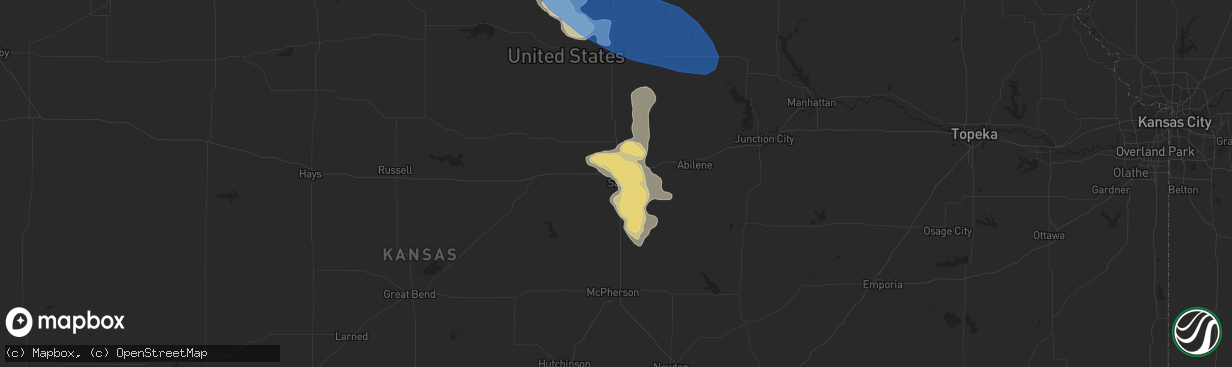 Hail map in Salina, KS on June 25, 2019