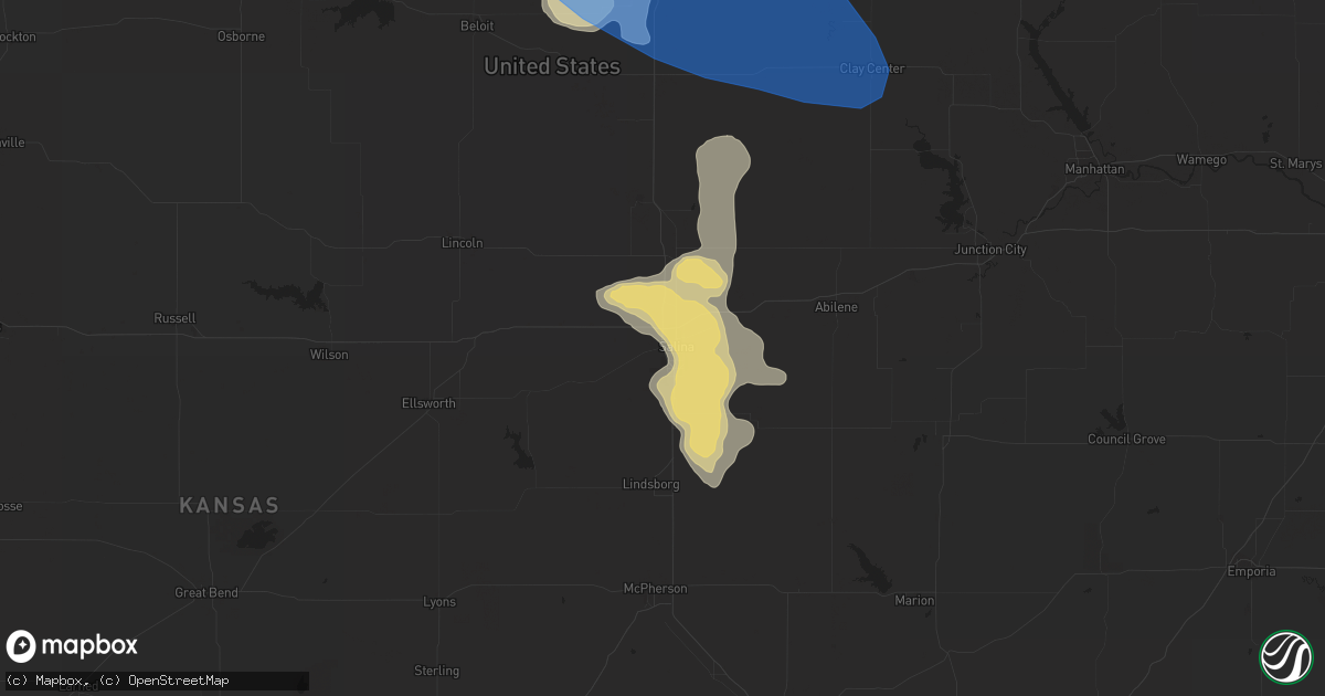 Hail map in Salina, KS on June 25, 2019
