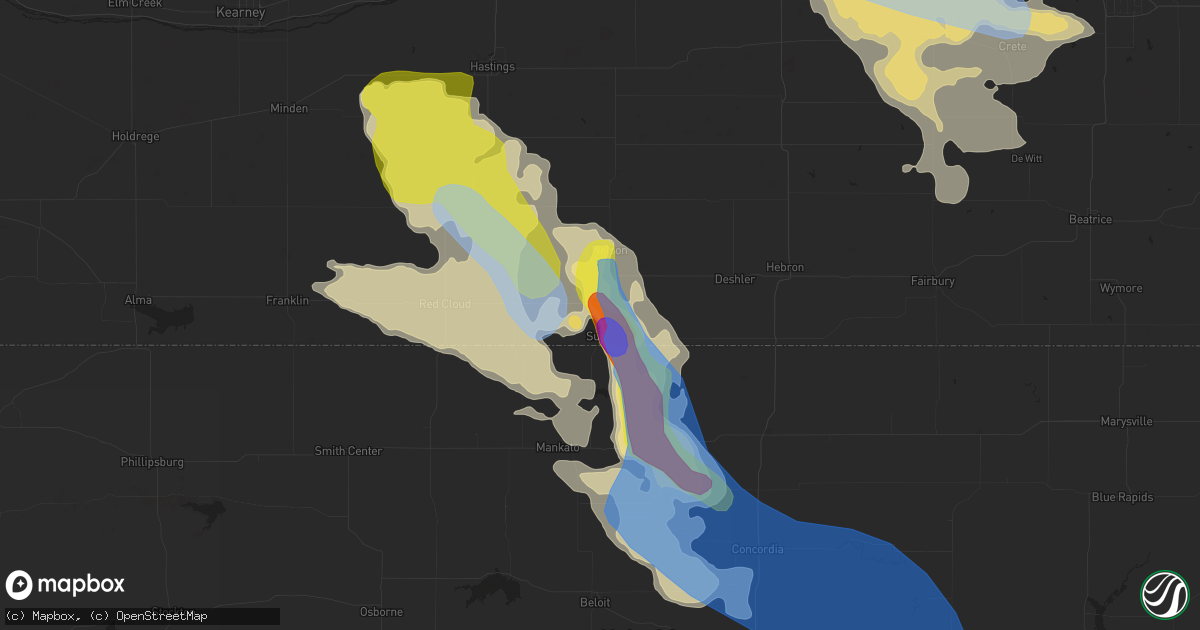 Hail map in Superior, NE on June 25, 2019
