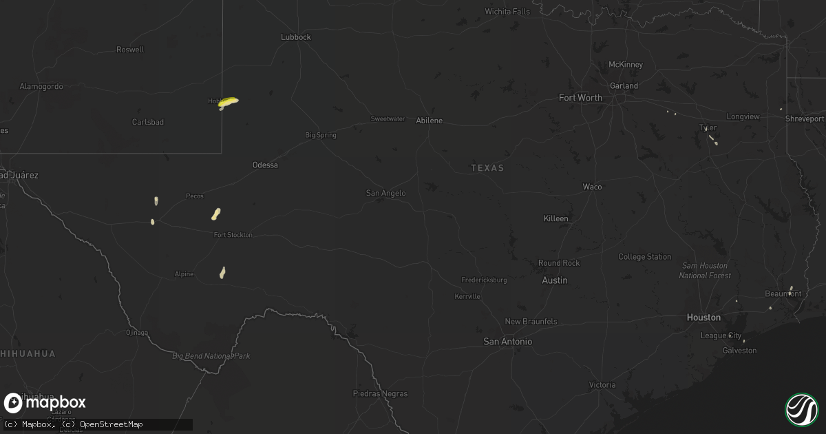 Hail map in Texas on June 25, 2019