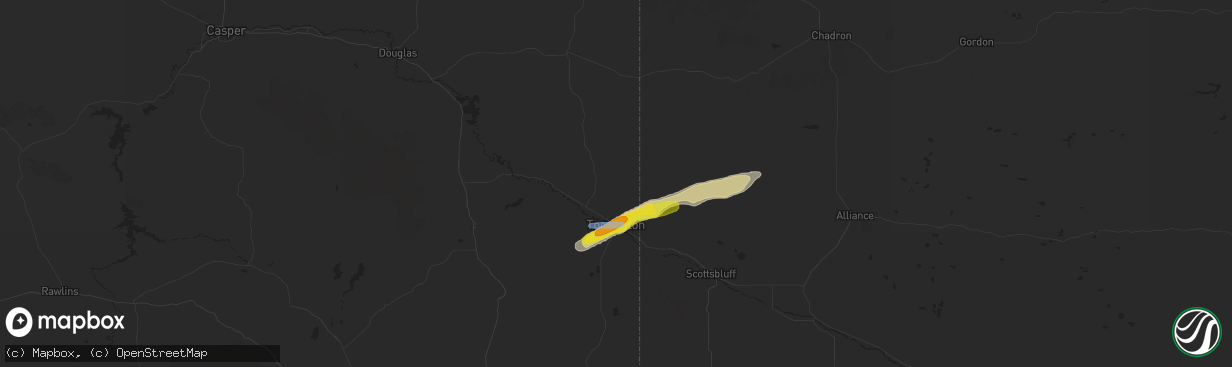 Hail map in Torrington, WY on June 25, 2019