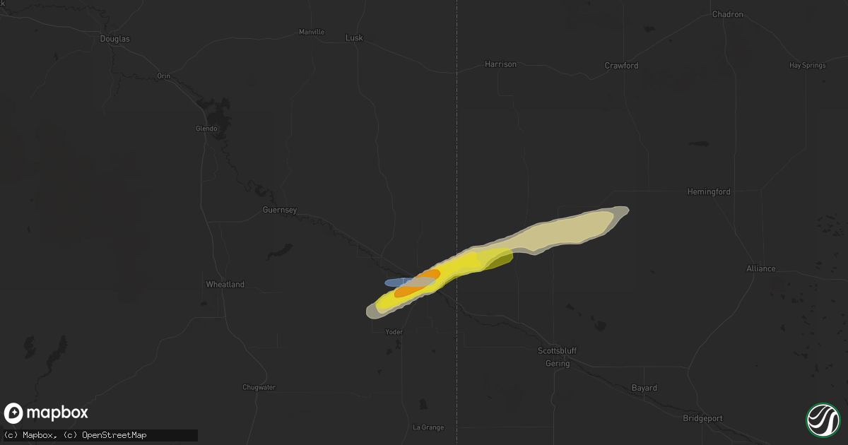Hail map in Torrington, WY on June 25, 2019