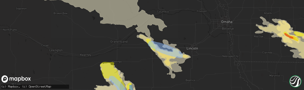 Hail map in York, NE on June 25, 2019