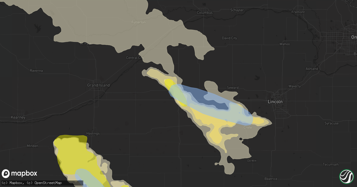 Hail map in York, NE on June 25, 2019