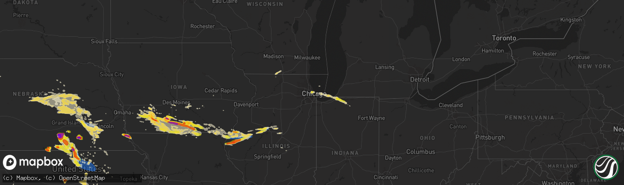 Hail map on June 25, 2019