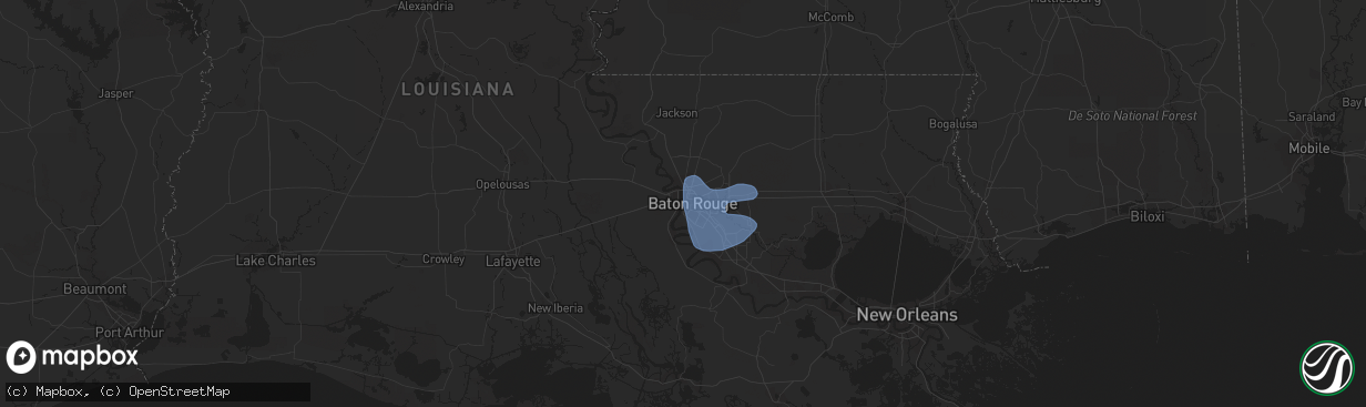 Hail map in Baton Rouge, LA on June 25, 2020