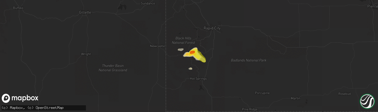 Hail map in Custer, SD on June 25, 2020