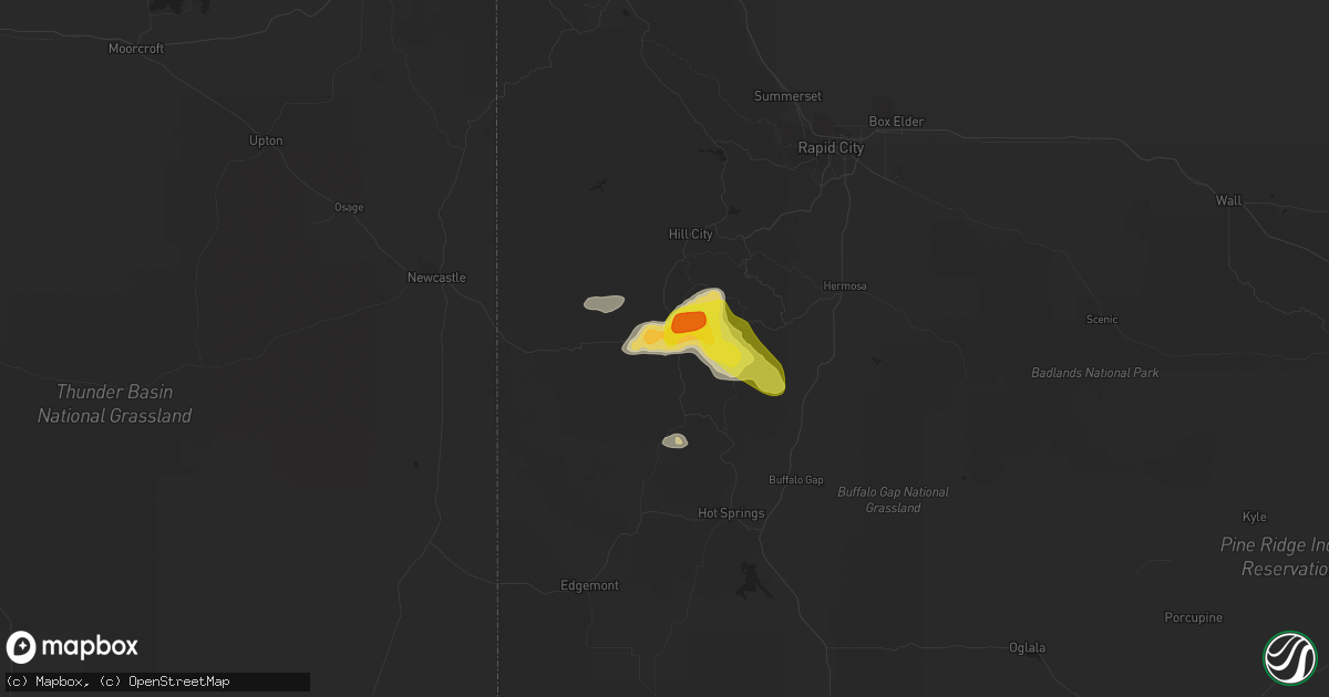 Hail map in Custer, SD on June 25, 2020