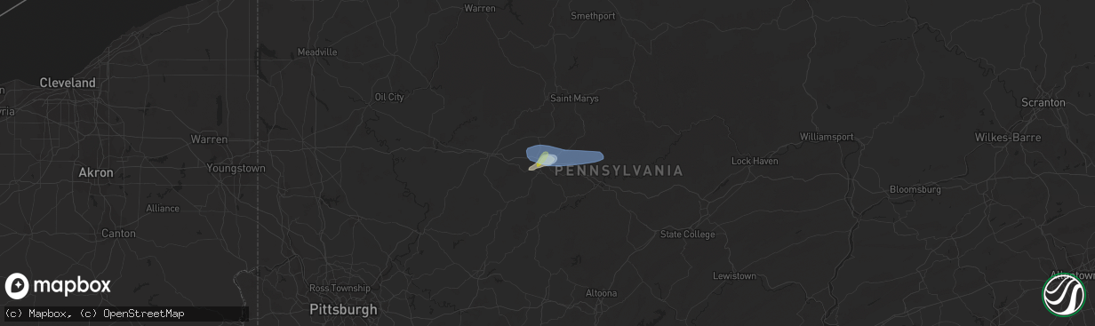 Hail map in Du Bois, PA on June 25, 2020