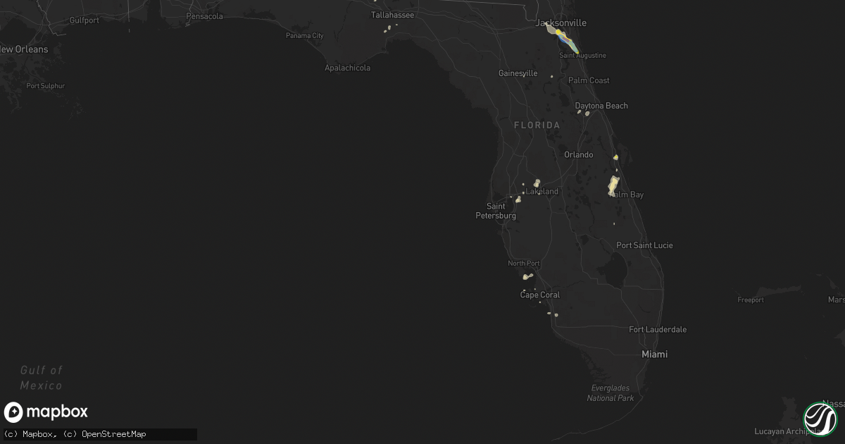 Hail map in Florida on June 25, 2020
