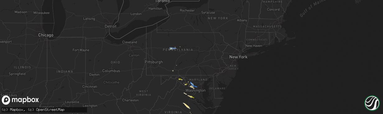 Hail map in Pennsylvania on June 25, 2020