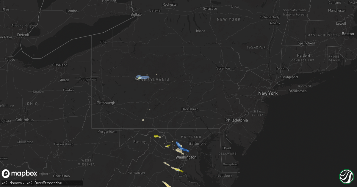 Hail map in Pennsylvania on June 25, 2020