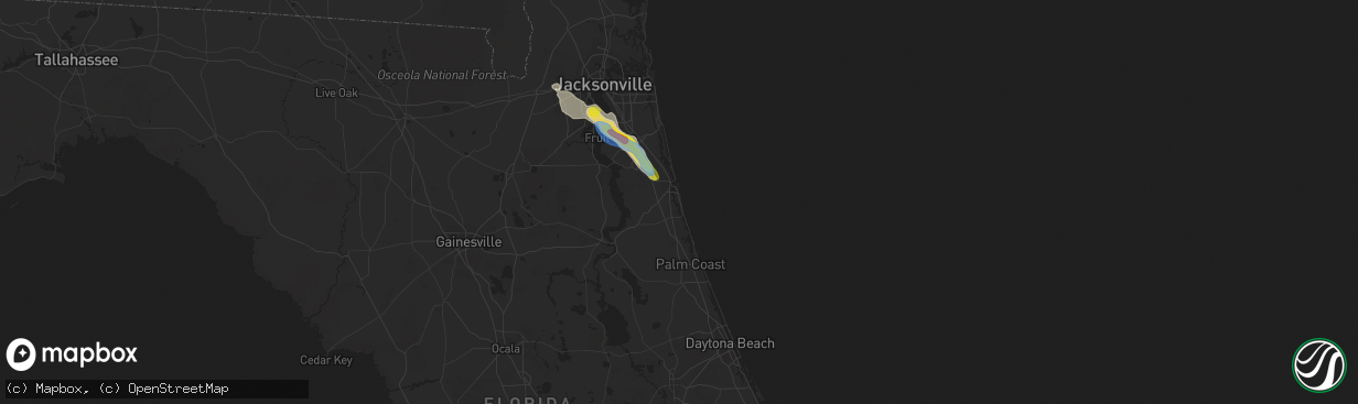 Hail map in Saint Augustine, FL on June 25, 2020