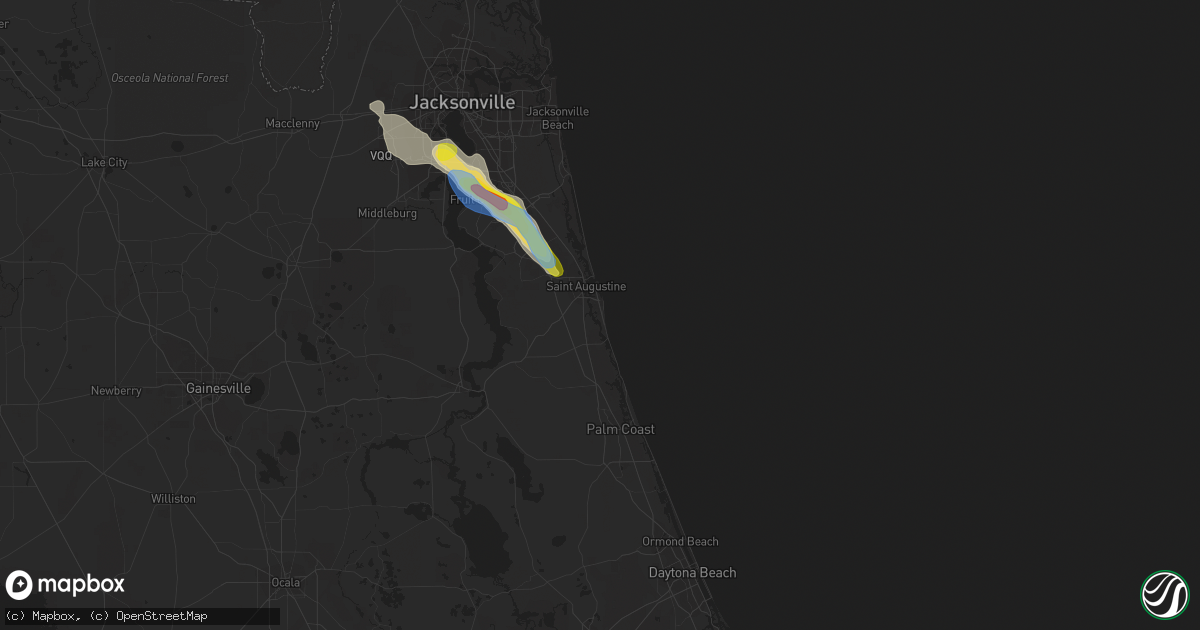 Hail map in Saint Augustine, FL on June 25, 2020