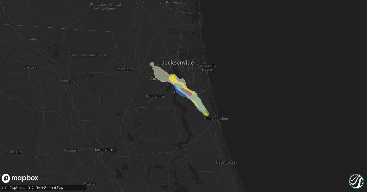 Hail map in Saint Johns, FL on June 25, 2020