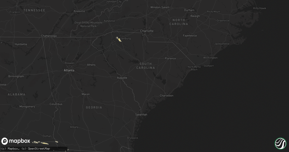 Hail map in South Carolina on June 25, 2020