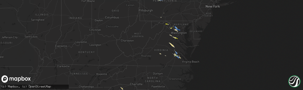 Hail map in Virginia on June 25, 2020