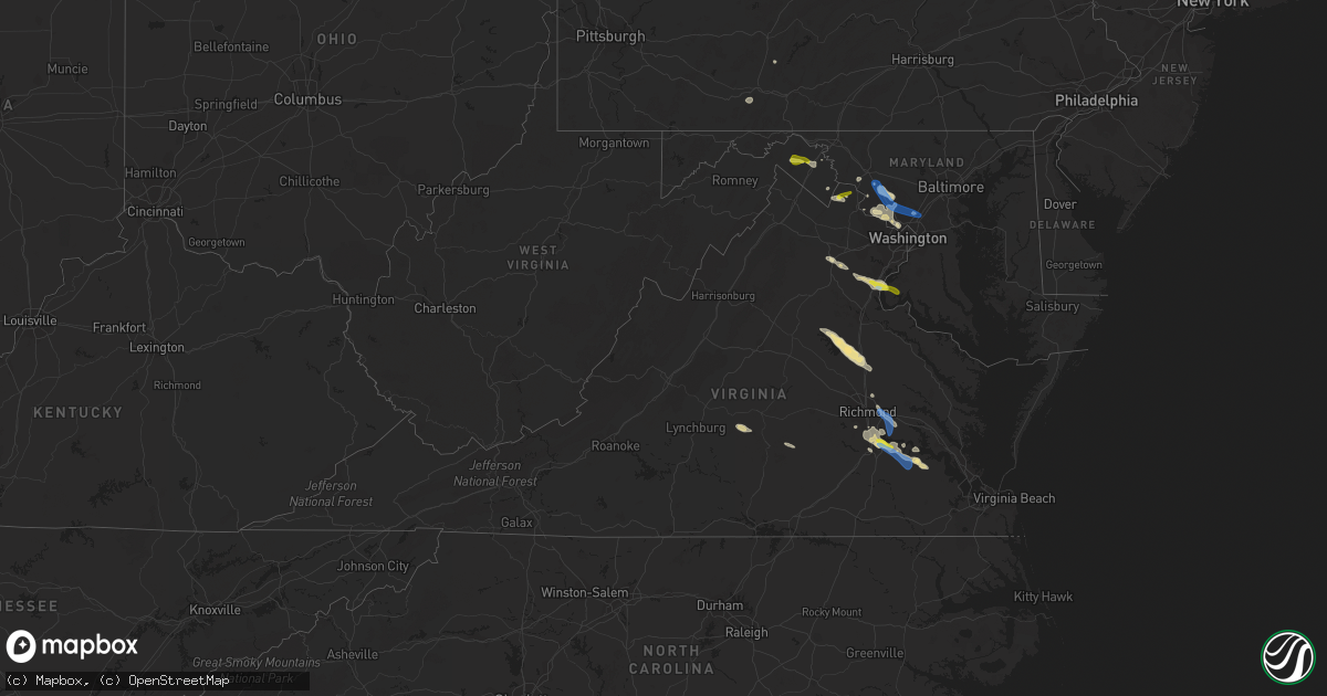 Hail map in Virginia on June 25, 2020