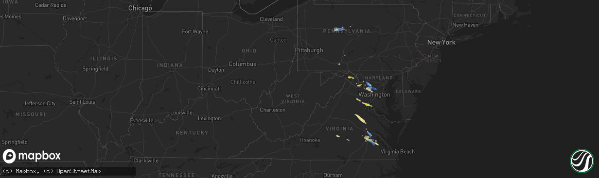 Hail map in West Virginia on June 25, 2020