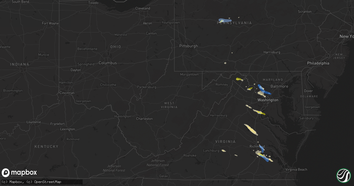 Hail map in West Virginia on June 25, 2020