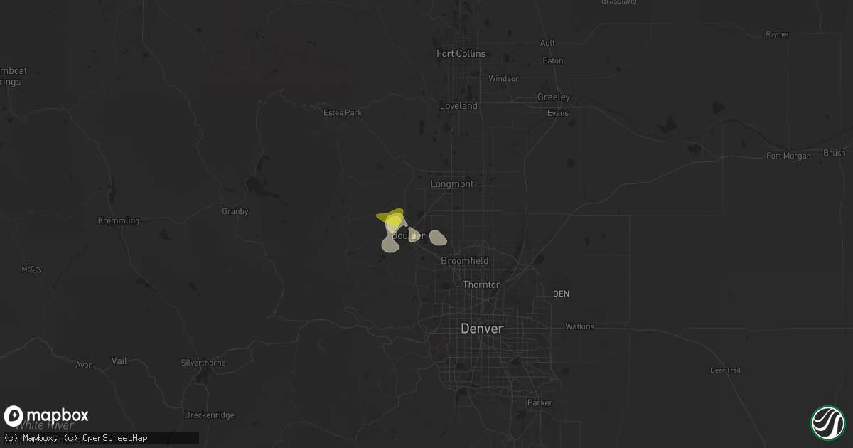 Hail map in Boulder, CO on June 25, 2021