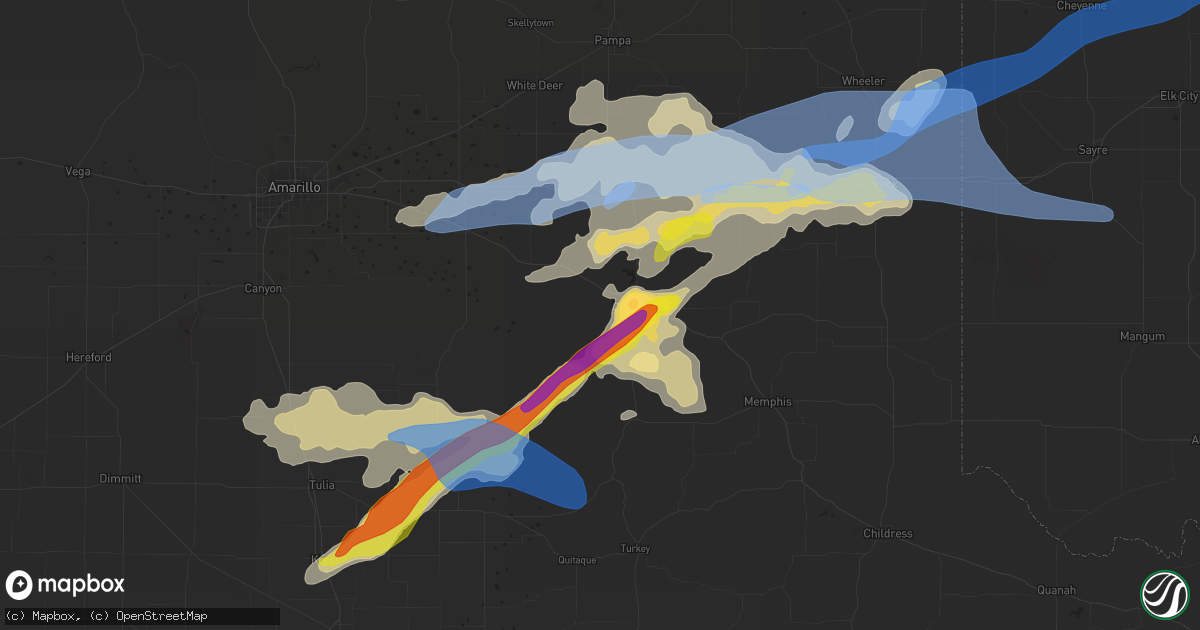 Hail map in Clarendon, TX on June 25, 2021