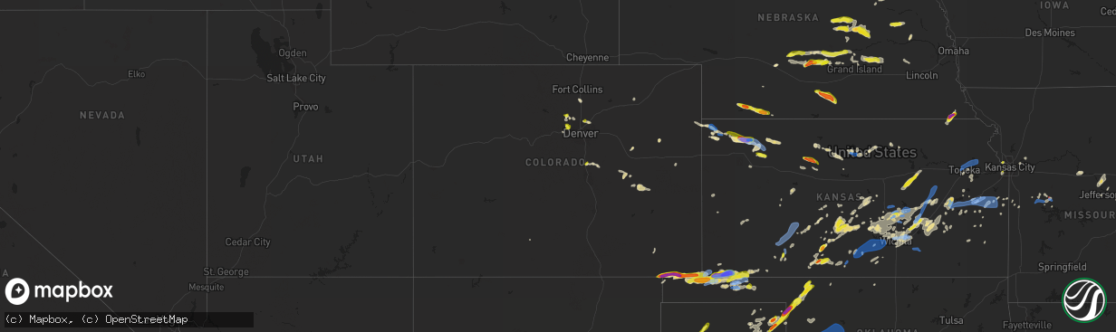 Hail map in Colorado on June 25, 2021