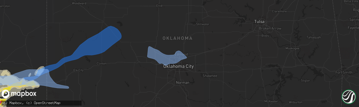 Hail map in Edmond, OK on June 25, 2021