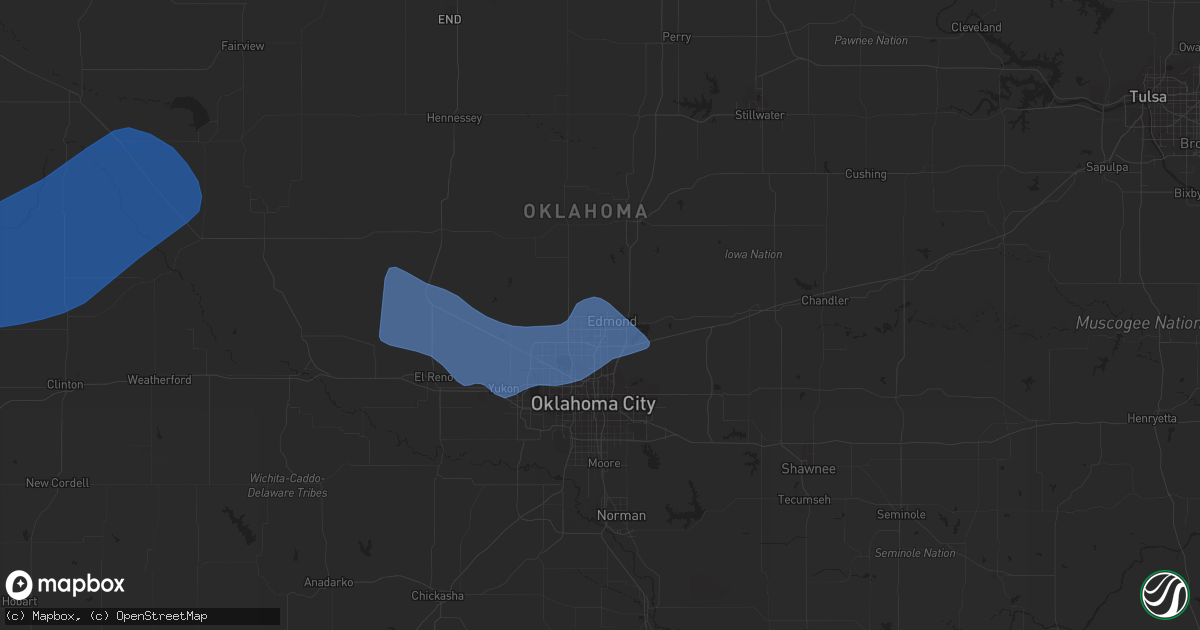 Hail map in Edmond, OK on June 25, 2021