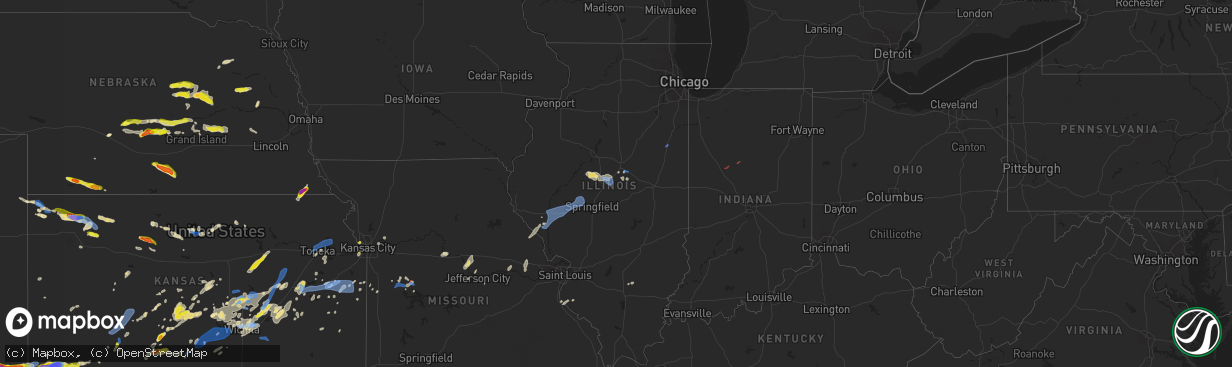 Hail map in Illinois on June 25, 2021