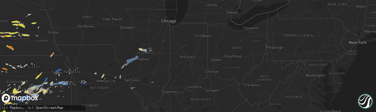 Hail map in Indiana on June 25, 2021