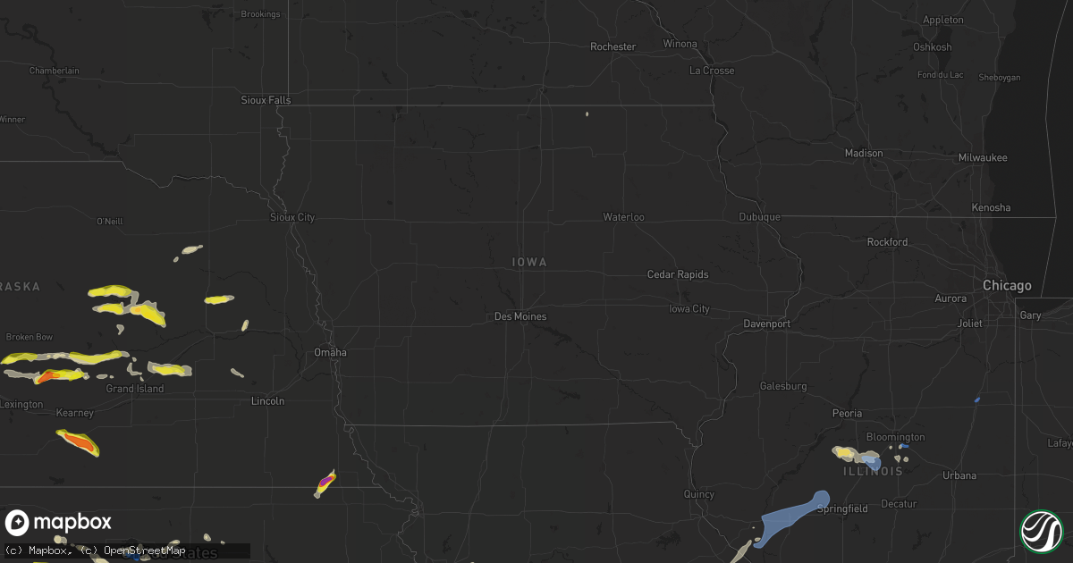 Hail map in Iowa on June 25, 2021