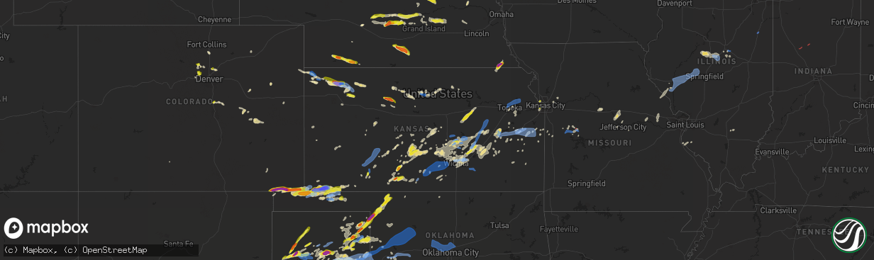 Hail map in Kansas on June 25, 2021