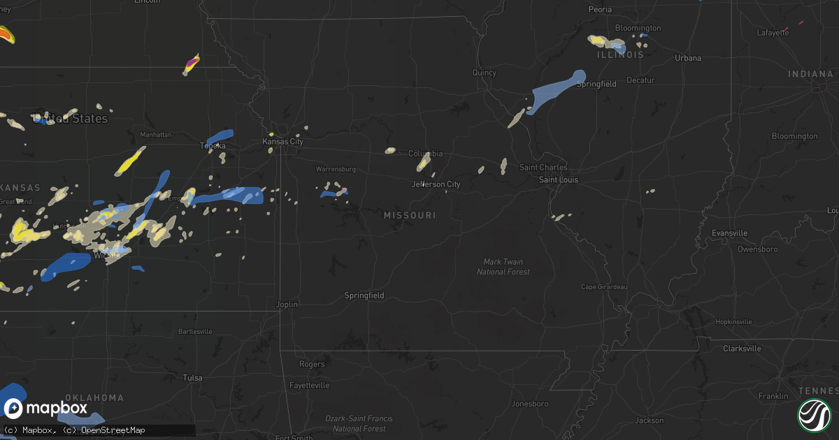 Hail map in Missouri on June 25, 2021